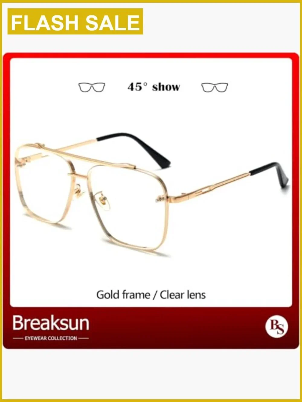 Oversized Square Aviator Sunglasses Metal Frame Tinted Lens Unisex